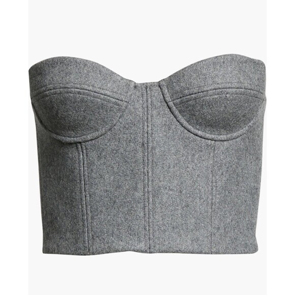 $525 LaQuan Smith Boiled Wool Bustier Top Heather Gray Size Medium NWT - Picture 5 of 10